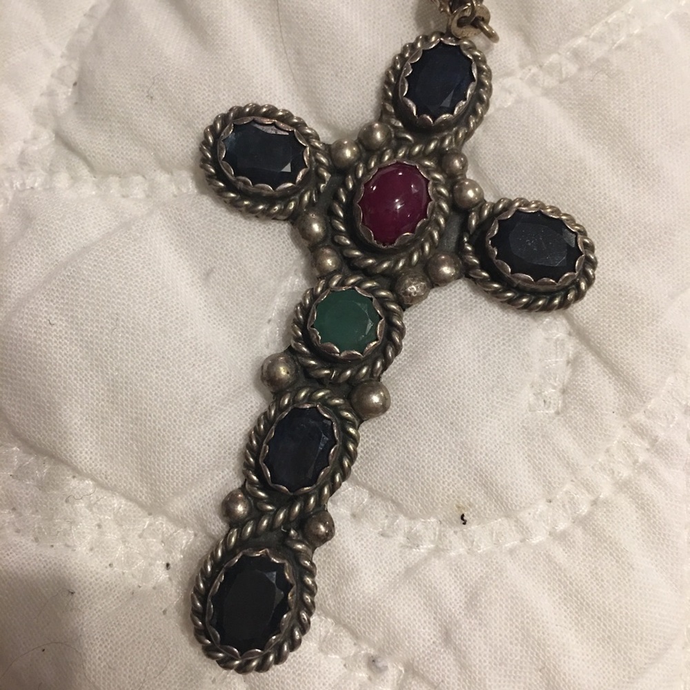 ONE OF A KIND! Handcrafted cross necklace pendant.